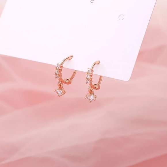 14k Gold 6mm Helix and Cartilage Diamonds Hoops Sterling Silver - Picture 3 of 9